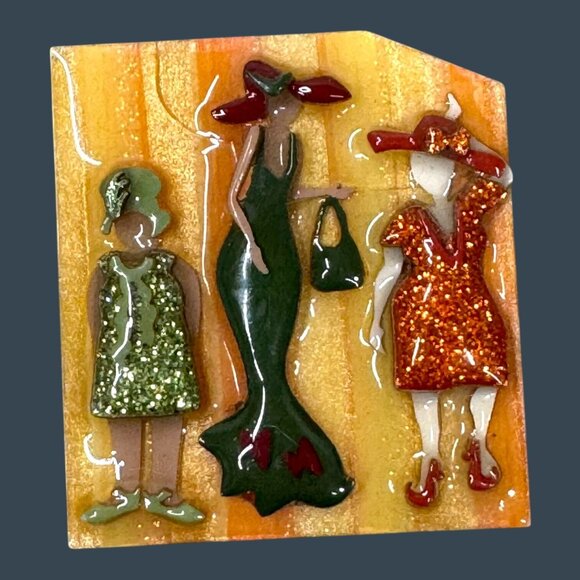 Lucinda Woman Pins Lot of 3 Set Collection Shopping Enamel Red Hat Society READ - Picture 5 of 10